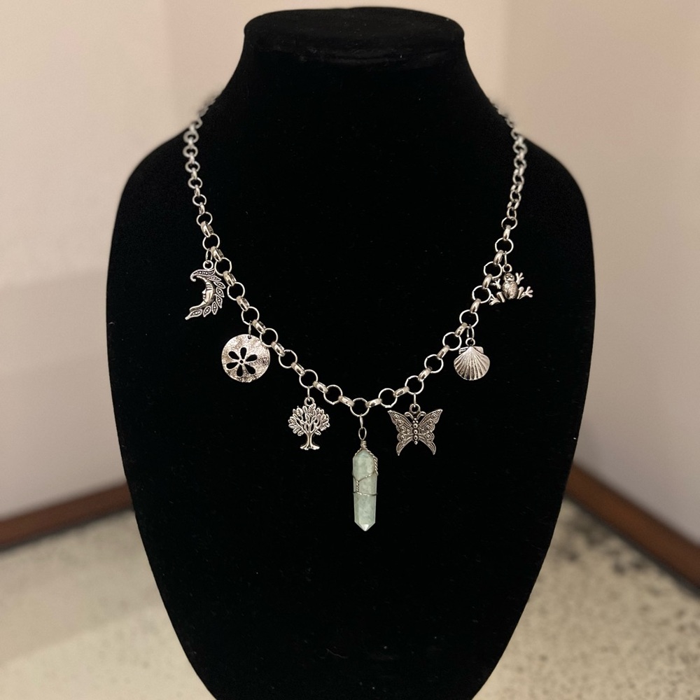 EARTH, WIND & FIRE - Silver Chunky Charm Necklace with Nature Inspired Charms